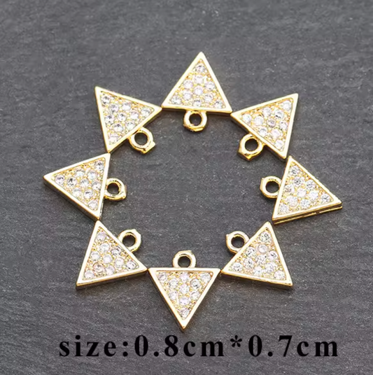 Zircon Micro Multistone Triangle Gemstone 18k Gold Plated Hanging (2pc) - ClartStudios - Polymer clay Jewellery
