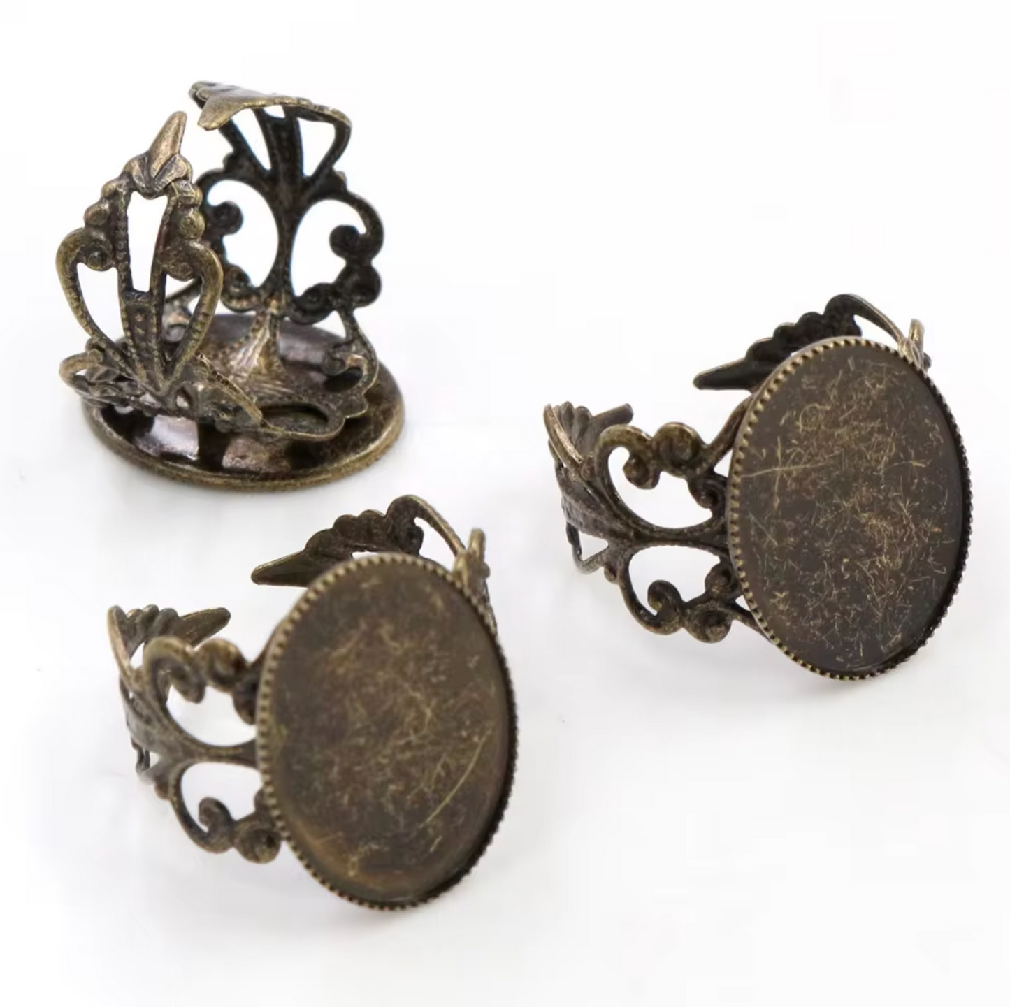 V011 - Oval Motif Ring Band Antique Bronze Ring Base for Resin, Clay and Embroidery Art - ClartStudios - Polymer clay Jewellery