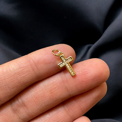 BTS87 - Zircon Multi Stone Cross 18k Gold Plated Brass Pendant (Anti Tarnish) (1pc) - ClartStudios - Polymer clay Jewellery