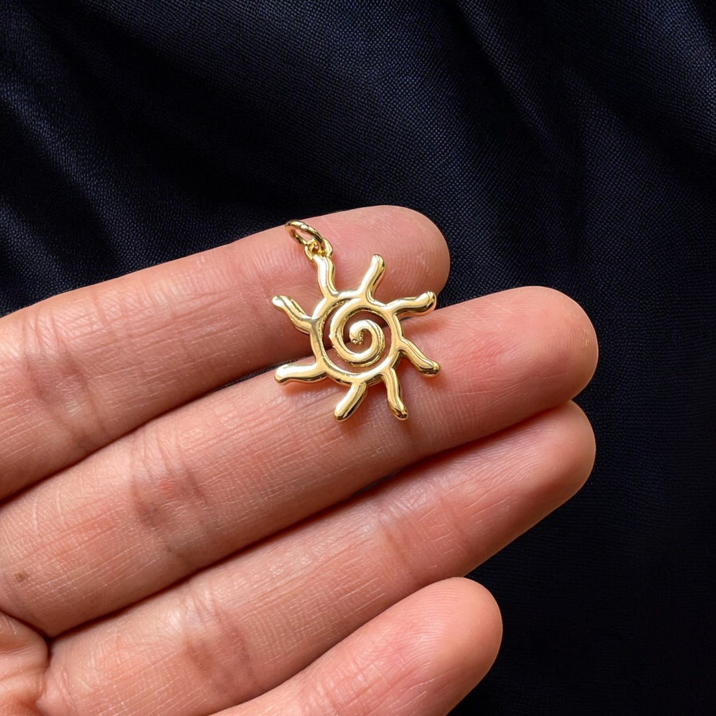 BTF05 - Concentric Sun 18k Gold Plated Brass Pendant (Anti Tarnish) (1pc) - ClartStudios - Polymer clay Jewellery