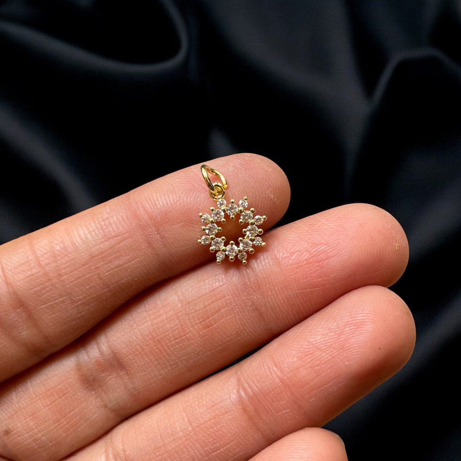 BTF18 - Zircon Multi Stone Concentric Snowflake 18k Gold Plated Brass Pendant (Anti Tarnish) (1pc) - ClartStudios - Polymer clay Jewellery