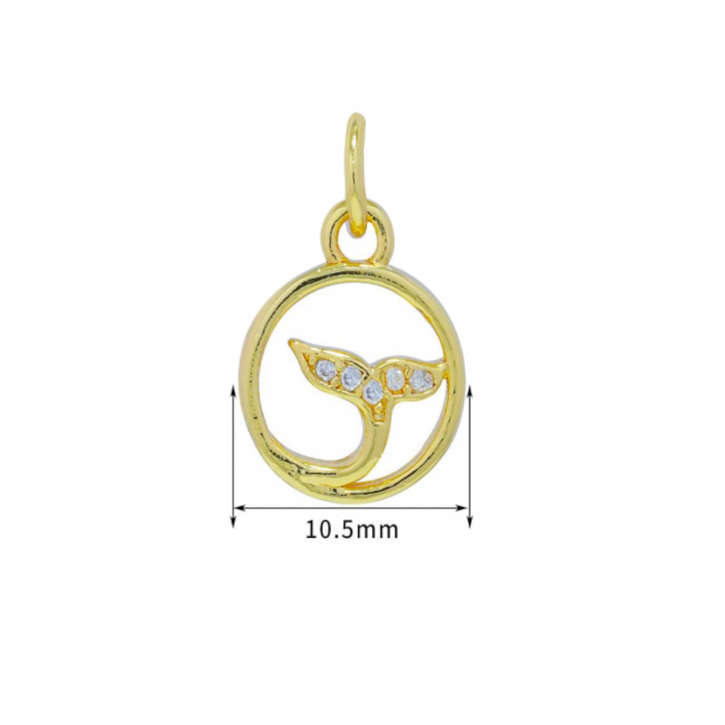 BTF12 - Zircon Mermaid Fin 18k Gold Plated Brass Pendant (Anti Tarnish) (1pc) - ClartStudios - Polymer clay Jewellery