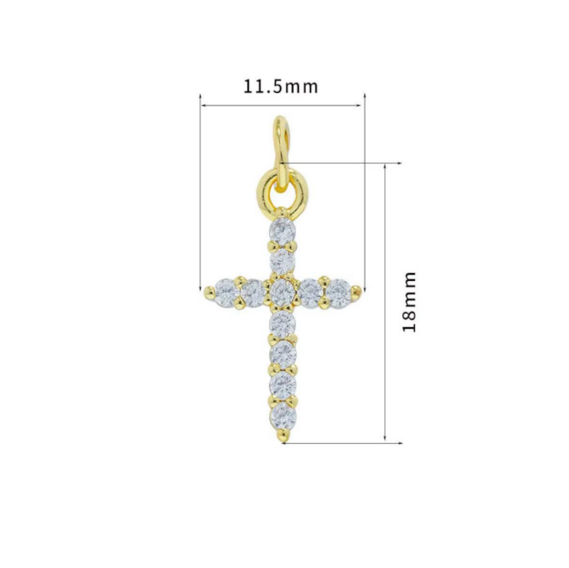 BTF64.1 - Zircon Multi Stone Cross 18k Gold Plated Brass Pendant (Anti Tarnish) (1pc) - ClartStudios - Polymer clay Jewellery