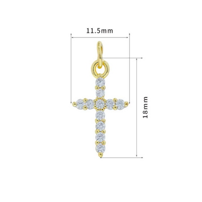 BTF64.1 - Zircon Multi Stone Cross 18k Gold Plated Brass Pendant (Anti Tarnish) (1pc) - ClartStudios - Polymer clay Jewellery