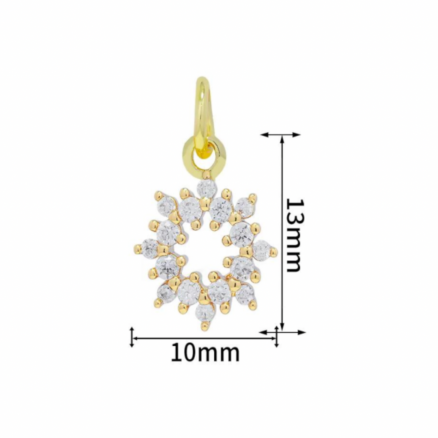 BTF18 - Zircon Multi Stone Concentric Snowflake 18k Gold Plated Brass Pendant (Anti Tarnish) (1pc) - ClartStudios - Polymer clay Jewellery