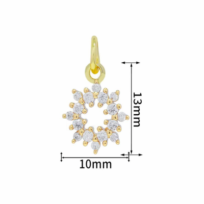 BTF18 - Zircon Multi Stone Concentric Snowflake 18k Gold Plated Brass Pendant (Anti Tarnish) (1pc) - ClartStudios - Polymer clay Jewellery