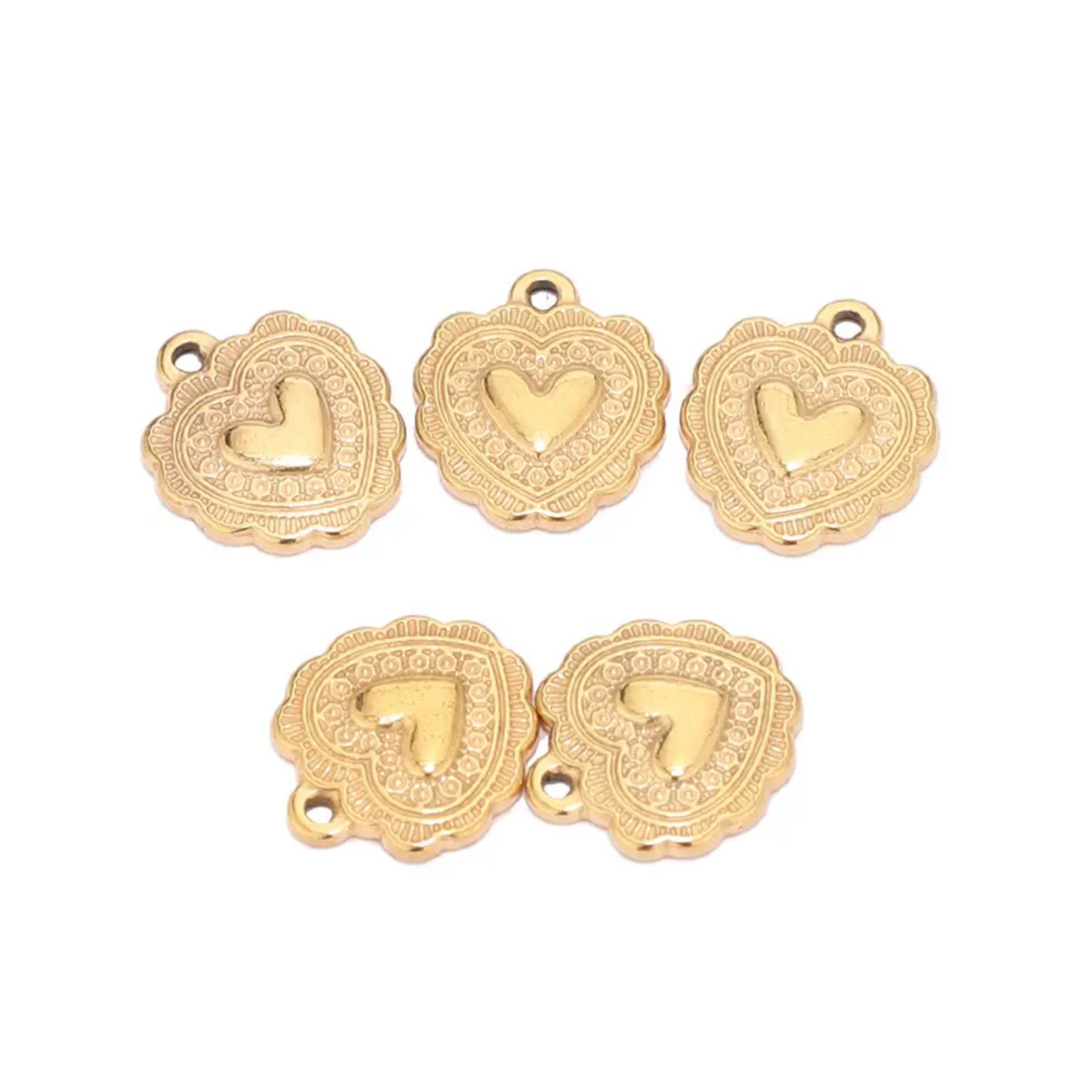 STF08 - Stainless Steel Heart Pendant Charms (1pc) (Anti Tarnish) - ClartStudios - Polymer clay Jewellery