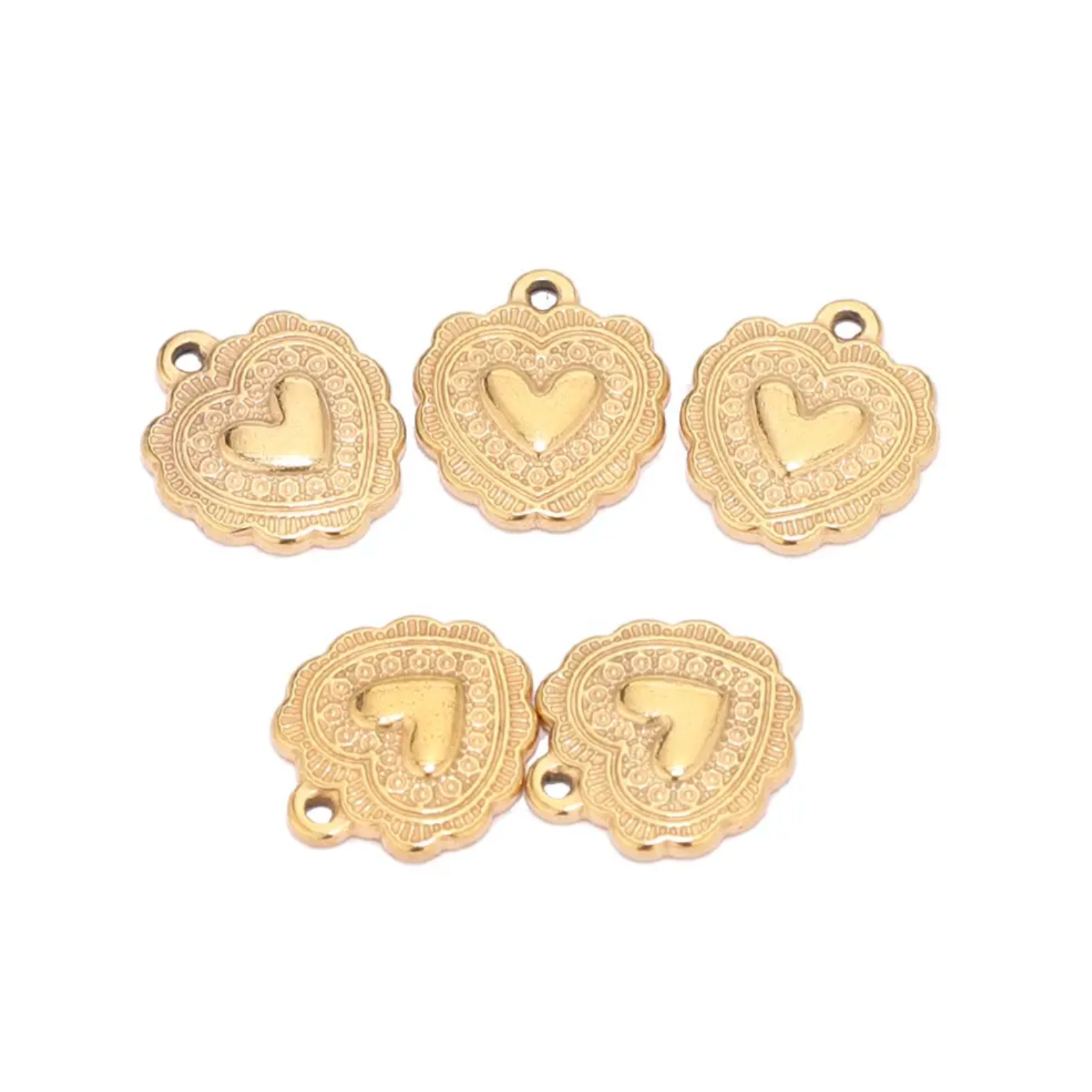 STF08 - Stainless Steel Heart Pendant Charms (1pc) (Anti Tarnish) - ClartStudios - Polymer clay Jewellery