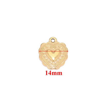 STF08 - Stainless Steel Heart Pendant Charms (1pc) (Anti Tarnish) - ClartStudios - Polymer clay Jewellery