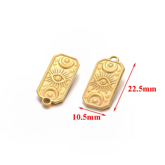 STF037 - Unique Stainless Steel Sun Eyes Charms Pendants (1pc) (Anti Tarnish) - ClartStudios - Polymer clay Jewellery