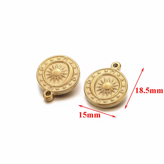 STF038 - Unique Stainless Steel Sun Moon Charms Pendants (1pc) (Anti Tarnish) - ClartStudios - Polymer clay Jewellery