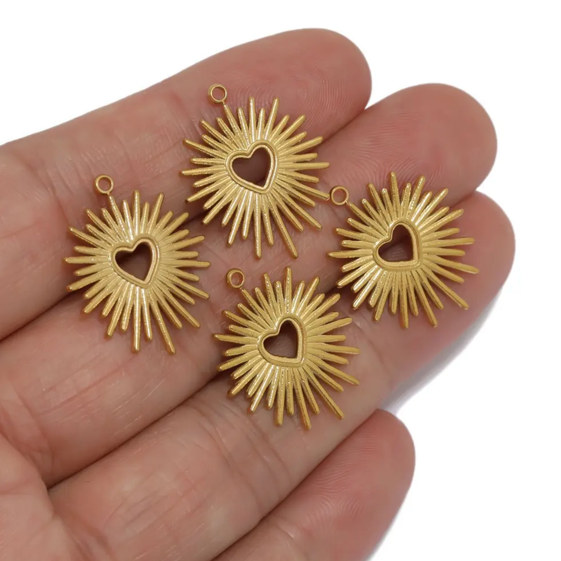 STF01 - Unique Stainless Steel Heat Sun Charms Pendants (1pc) (Anti Tarnish) - ClartStudios - Polymer clay Jewellery