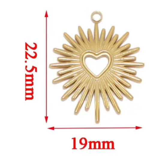 STF01 - Unique Stainless Steel Heat Sun Charms Pendants (1pc) (Anti Tarnish) - ClartStudios - Polymer clay Jewellery