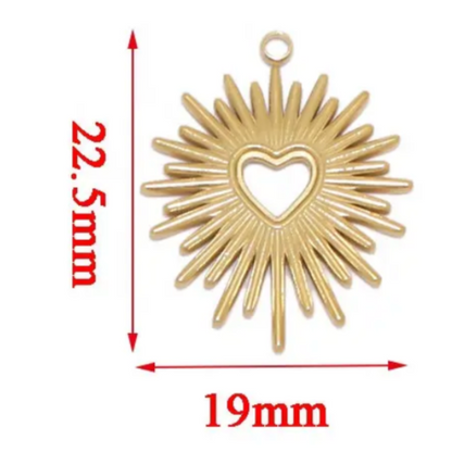 STF01 - Unique Stainless Steel Heat Sun Charms Pendants (1pc) (Anti Tarnish) - ClartStudios - Polymer clay Jewellery