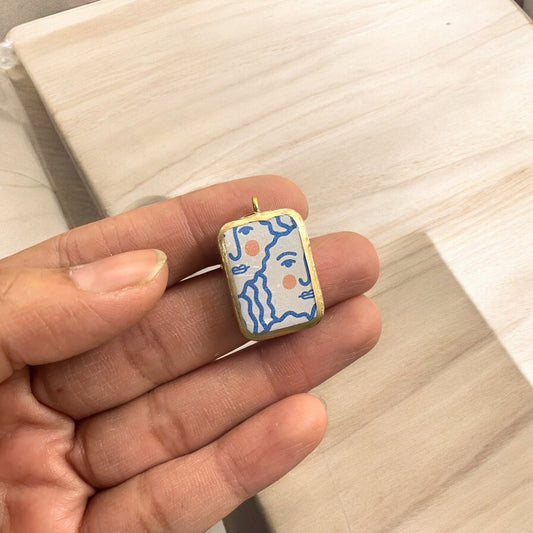 Boho Face - Cold Porcelain Charms Pendant (Without Chain) - ClartStudios - Polymer clay Jewellery