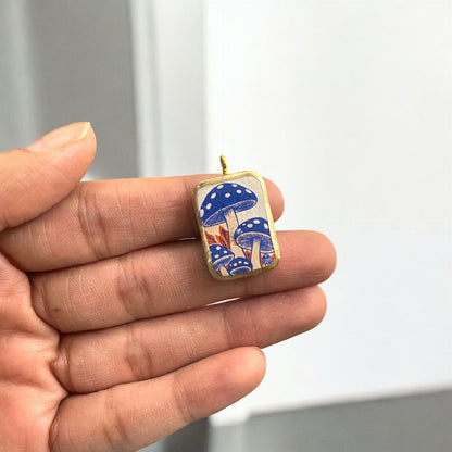 Mushroom - Cold Porcelain Charms Pendant (Without Chain) - ClartStudios - Polymer clay Jewellery