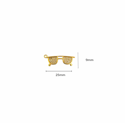 BTF39 - Multi Zircon Sunglasses Heart 18k Gold Plated Brass Pendant (Anti Tarnish) (1pc) - ClartStudios - Polymer clay Jewellery