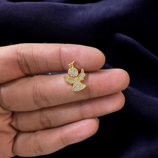 BTF44 - Multi Zircon Angel 18k Gold Plated Brass Pendant (Anti Tarnish) (1pc) - ClartStudios - Polymer clay Jewellery