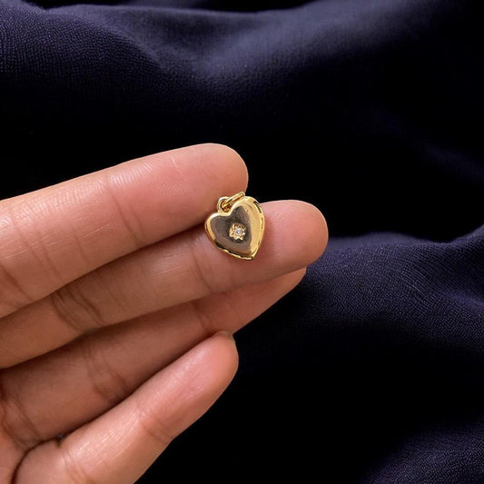BTF43 - Multi Zircon Classic Heart 18k Gold Plated Brass Pendant (Anti Tarnish) (1pc) - ClartStudios - Polymer clay Jewellery