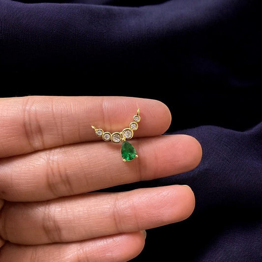 BTF47 - Emerald and Classic Zircon Drop Style 18k Gold Plated Brass Pendant (Anti Tarnish) (1pc) - ClartStudios - Polymer clay Jewellery