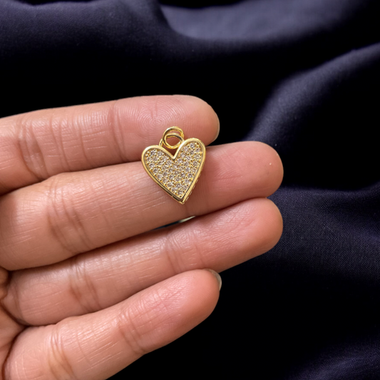 BTF42 - Multi Zircon Classic Evergreen Heart 18k Gold Plated Brass Pendant (Anti Tarnish) (1pc) - ClartStudios - Polymer clay Jewellery