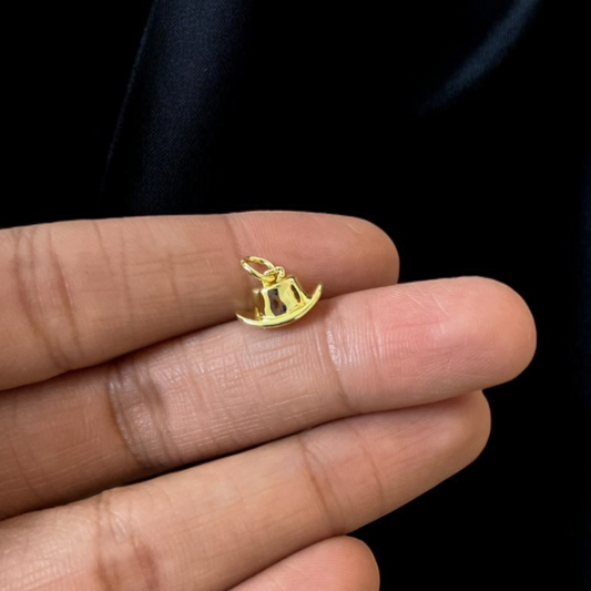 BTF35 - 3D Mini Cow Boy Cap18k Gold Plated Brass Pendant (Anti Tarnish) (1pc) - ClartStudios - Polymer clay Jewellery