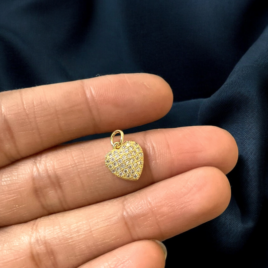 BTF37 - Multi Zircon Classic Heart 18k Gold Plated Brass Pendant (Anti Tarnish) (1pc) - ClartStudios - Polymer clay Jewellery
