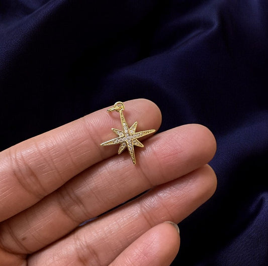 BTF59 - Multi Zircon Star 18k Gold Plated Brass Pendant (Anti Tarnish) (1pc) - ClartStudios - Polymer clay Jewellery