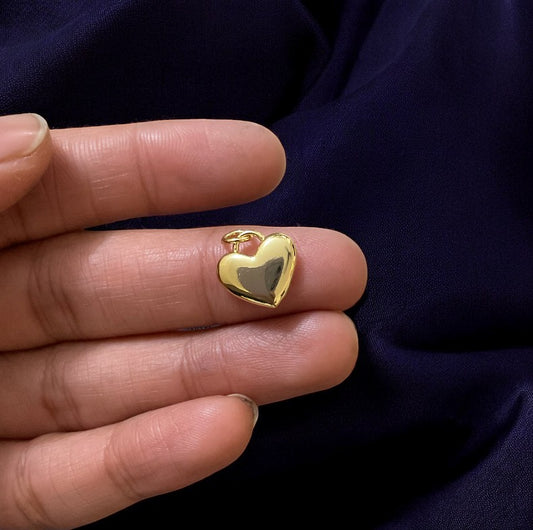 BTF56 - Solid Heart 18k Gold Plated Brass Pendant (Anti Tarnish) (1pc) - ClartStudios - Polymer clay Jewellery