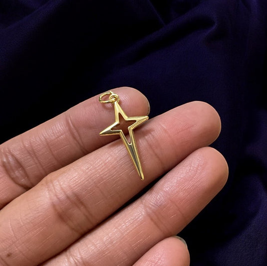 BTF62 - Iconic Star / Cross 18k Gold Plated Brass Pendant (Anti Tarnish) (1pc) - ClartStudios - Polymer clay Jewellery