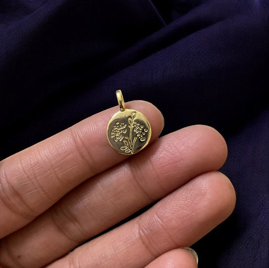 BTF24 - Nature Imprint 18k Gold Plated Brass Pendant (Anti Tarnish) (1pc) - ClartStudios - Polymer clay Jewellery