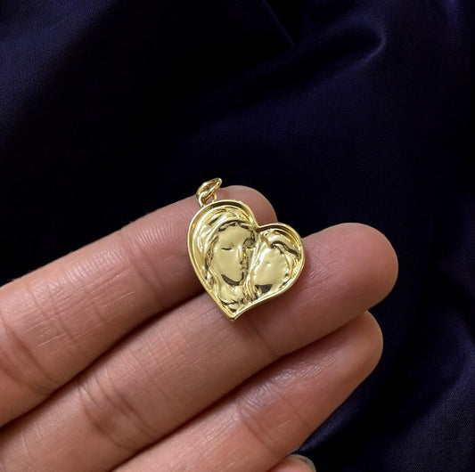 BTF54 - Bond Imprint Heart Shaped 18k Gold Plated Brass Pendant (Anti Tarnish) (1pc) - ClartStudios - Polymer clay Jewellery