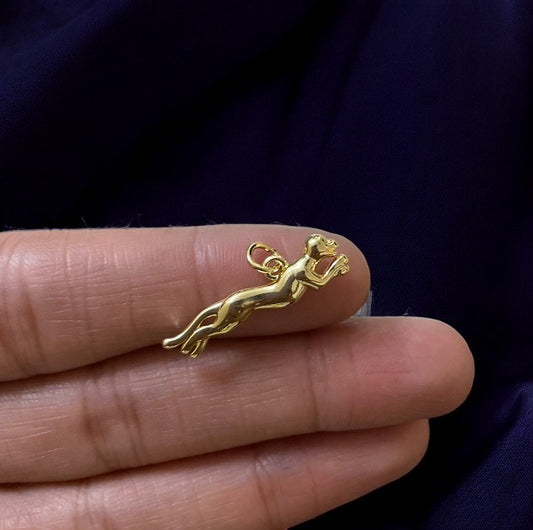 BTF55 - Jaguar 18k Gold Plated Brass Pendant (Anti Tarnish) (1pc) - ClartStudios - Polymer clay Jewellery