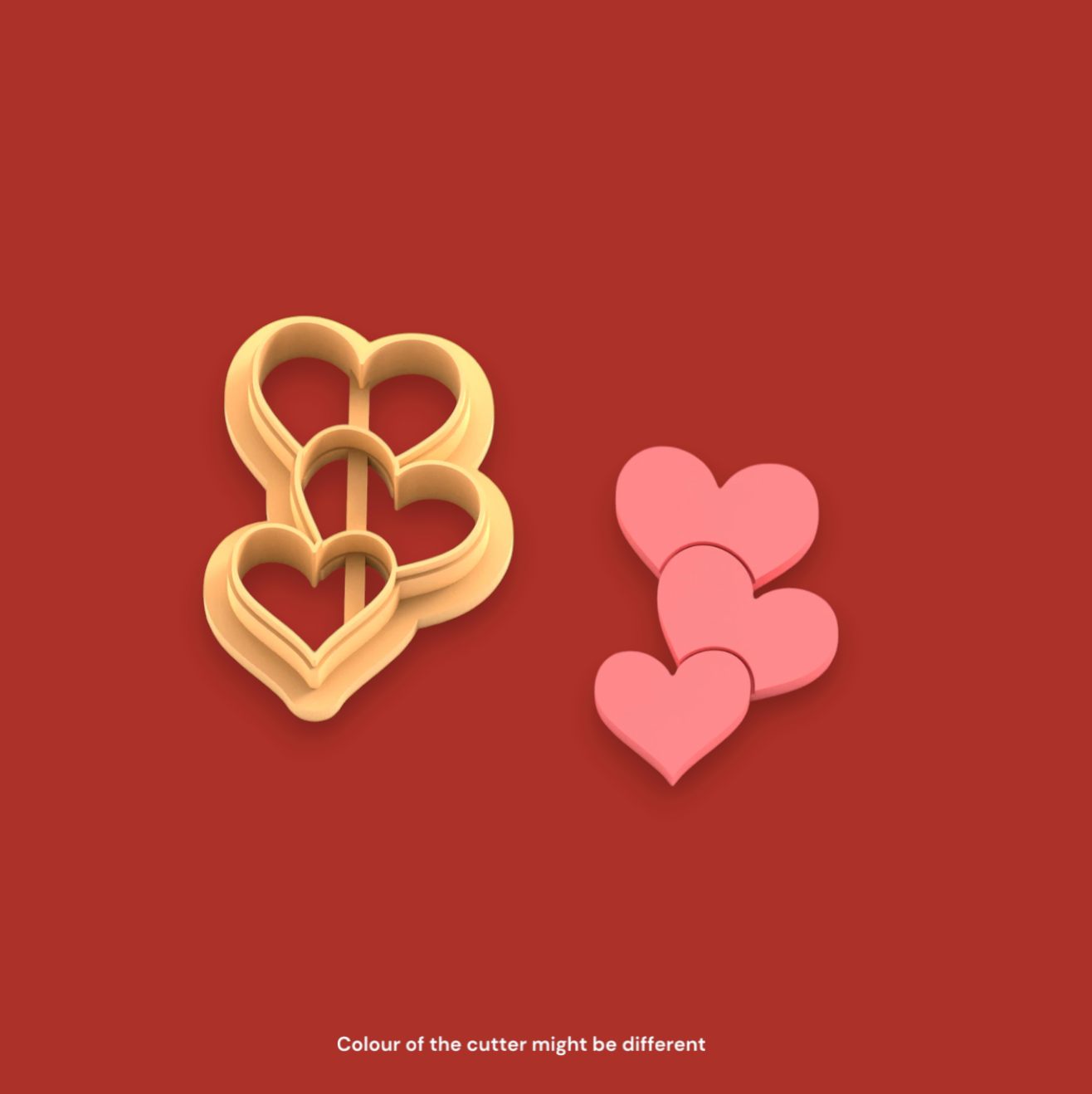 VE12 - Three Hearts Valentine's Day Clay Cutter - ClartStudios - Polymer clay Jewellery