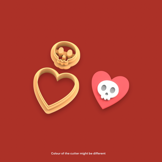 VE18 - Anti Valentine's Day Skull Heart |  Valentine Theme Clay Cutters - ClartStudios - Polymer clay Jewellery