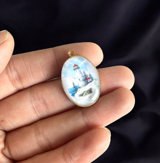 GP15 - Vintage Lighthouse Pendant / Charm (1pc) - ClartStudios - Polymer clay Jewellery