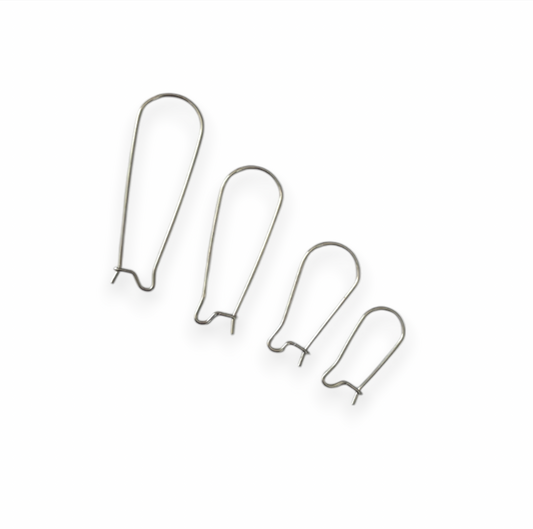 SS49 Stainless Steel Classic Kidney Hooks Hoops - ClartStudios - Polymer clay Jewellery