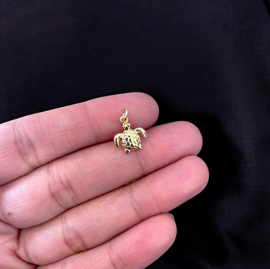 BTF73 - Turtle Gold Plated Brass Pendant (Anti Tarnish) (1pc) - ClartStudios - Polymer clay Jewellery