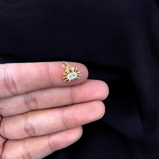 BTF74 - Multi Zircon Crab Gold Plated Brass Pendant (Anti Tarnish) (1pc) - ClartStudios - Polymer clay Jewellery