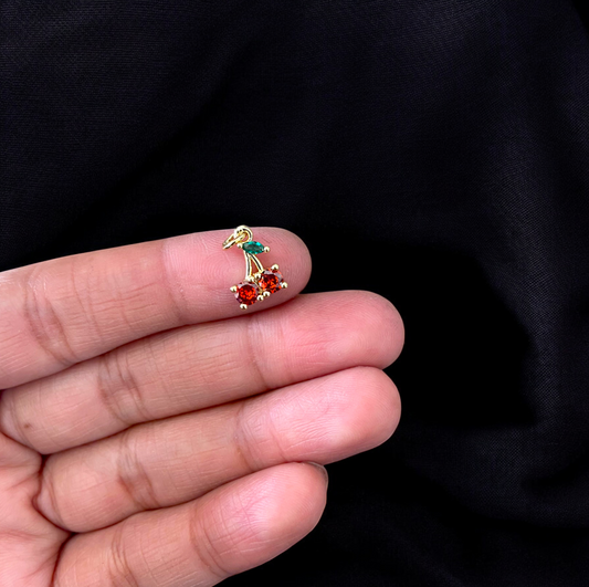 BTF75 - Multi Zircon Cherry Gold Plated Brass Pendant (Anti Tarnish) (1pc) - ClartStudios - Polymer clay Jewellery