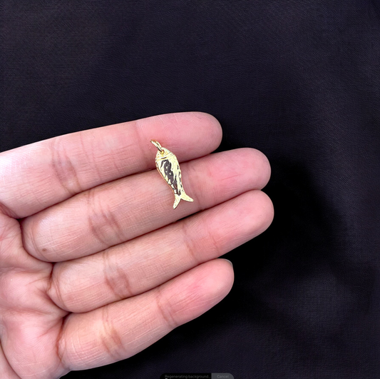 BTF77 -Fish Gold Plated Brass Pendant (Anti Tarnish) (1pc) - ClartStudios - Polymer clay Jewellery
