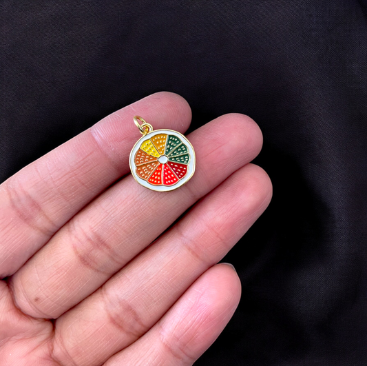 BTF81 -Lime slice Gold Plated Brass Pendant (Anti Tarnish) (1pc) - ClartStudios - Polymer clay Jewellery