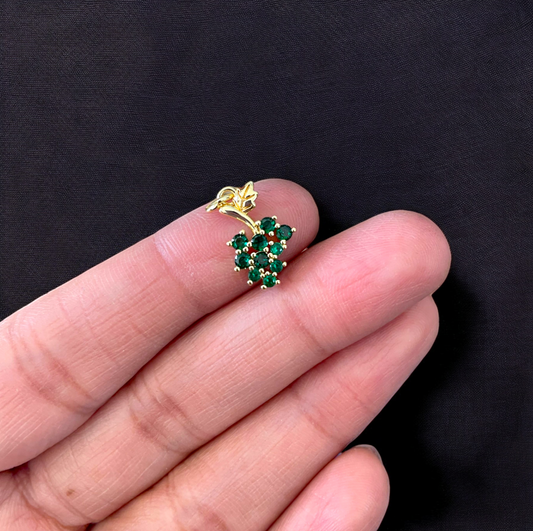 BTF83 - Multi Zircon Grapes Gold Plated Brass Pendant (Anti Tarnish) (1pc) - ClartStudios - Polymer clay Jewellery
