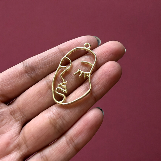 RB04 - Pack of 2 -  Face with Lashes Hollow Bezel / Charm - ClartStudios - Polymer clay Jewellery