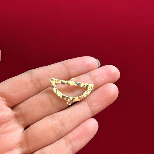 RB31 - Patterned Semi Circle Connector Hollow Pendant / Bezel / Charm - ClartStudios - Polymer clay Jewellery