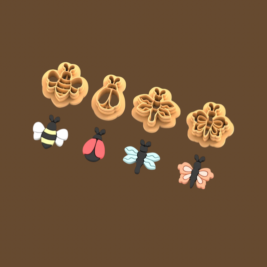 FC16 - Spring Insects Pack of 4 Clay Cutter | Spring Collection 2025 - ClartStudios - Polymer clay Jewellery