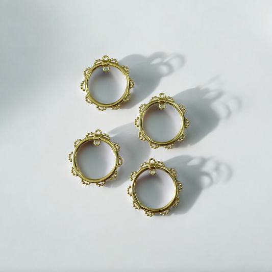 RB66 - Pack of 4 - Circle With Motif Border Hollow Bezel / Charm - ClartStudios - Polymer clay Jewellery