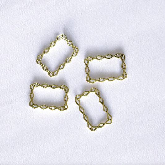 RB57 - Pack of 4 - Patterned Rectangle Hollow Bezel / Charm - ClartStudios - Polymer clay Jewellery