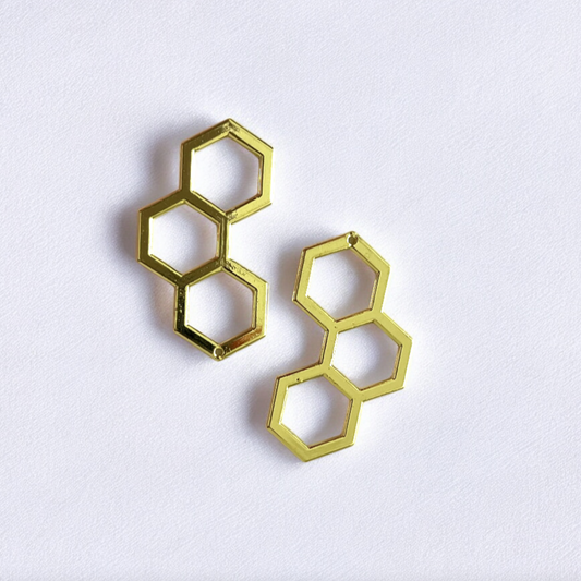 RB58 - Pack of 2 - Honey Comb Hollow Bezel / Charm - ClartStudios - Polymer clay Jewellery