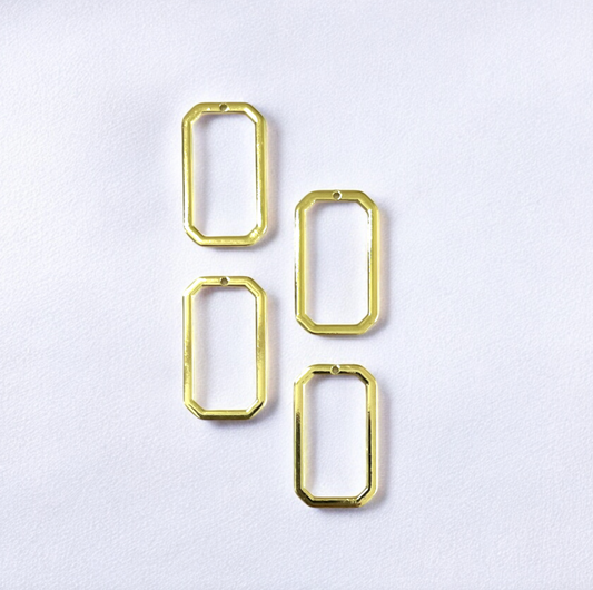 RB56 - Pack of 4 - Rectangle Hollow Bezel / Charm - ClartStudios - Polymer clay Jewellery